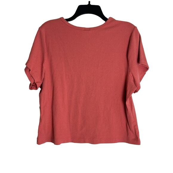 Old Navy 2X Pullover Ribbed Top Pink Peach Sugar Poppy - Picture 3 of 8